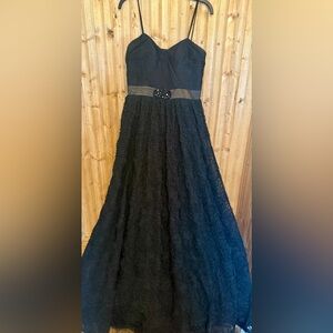 Stunning Cache Elegant Black Prom Dress Formal Gown with Floral Texture Size 10